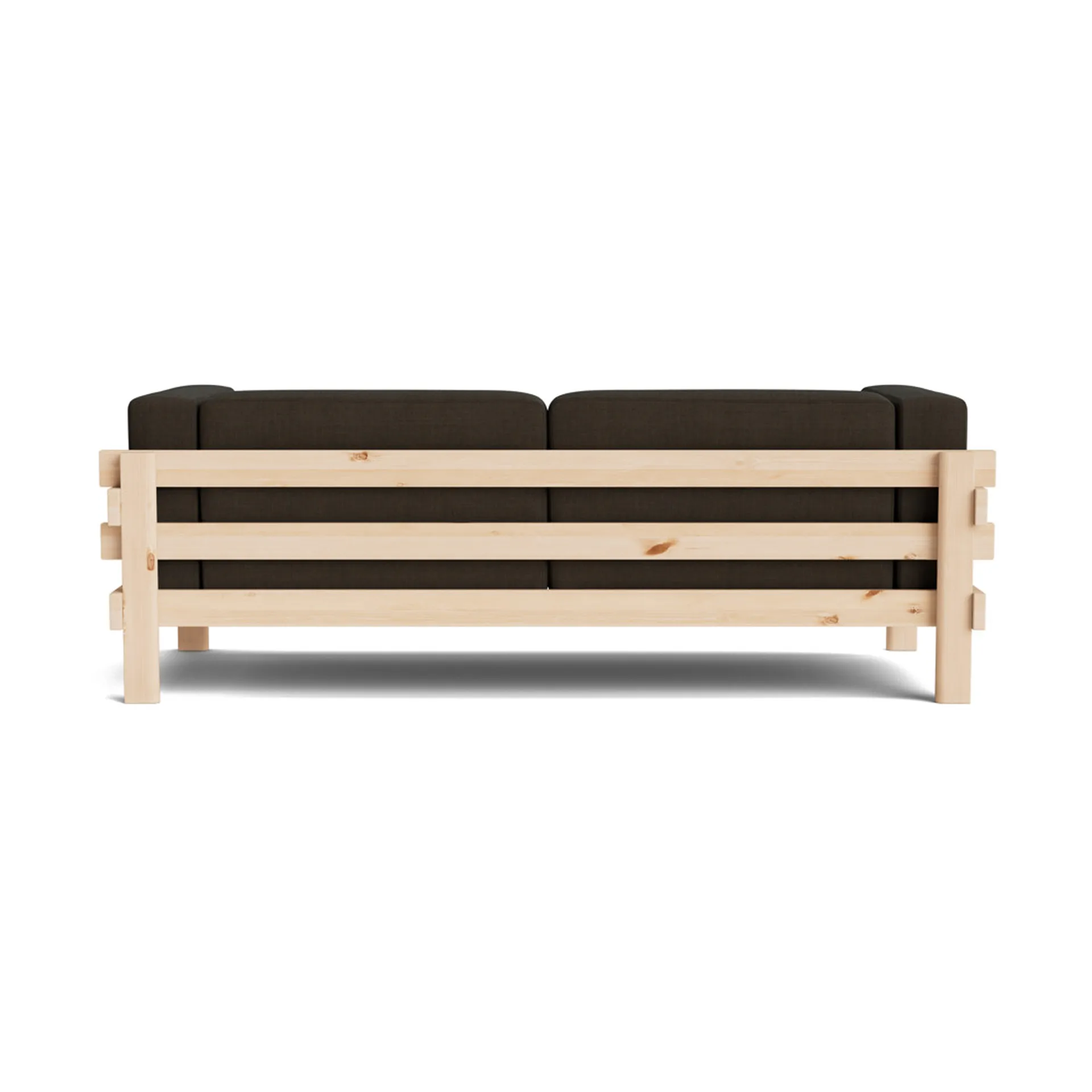 Kube Sofa, Lackiertes Kiefernholz-Stoff Remix 356 Brown, 220 cm Normann Copenhagen
