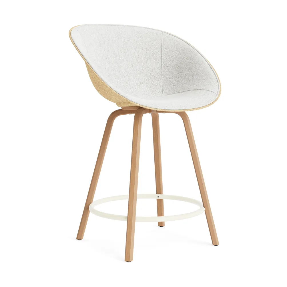 Mat Bar Armchair Armlehnstuhl frontbezogen 65 cm, Hallingdal 110-hemp-beech-cream steel Normann Copenhagen