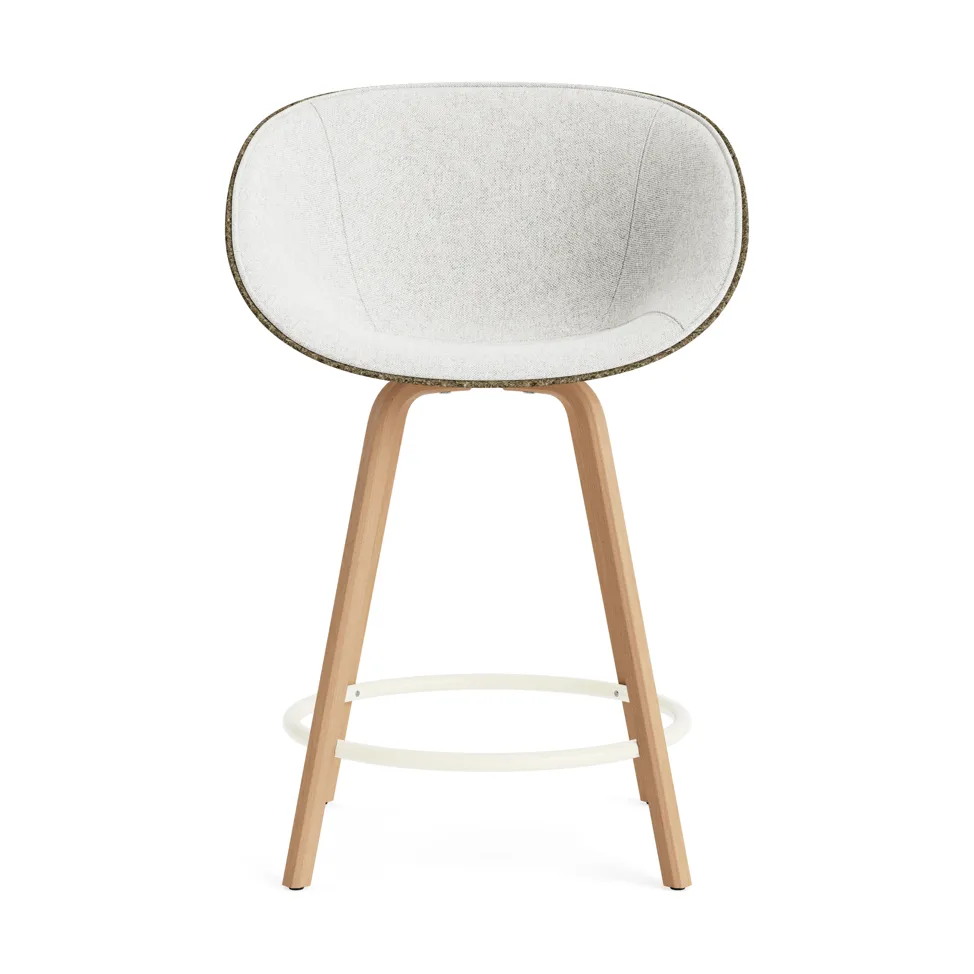 Mat Bar Armchair Armlehnstuhl frontbezogen 65 cm, Hallingdal 110-seaweed-beech-cream steel Normann Copenhagen