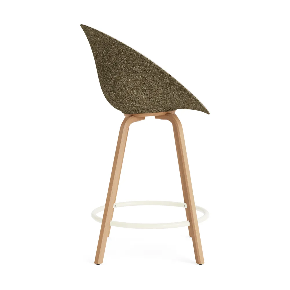 Mat Bar Armchair Armlehnstuhl frontbezogen 65 cm, Hallingdal 110-seaweed-beech-cream steel Normann Copenhagen