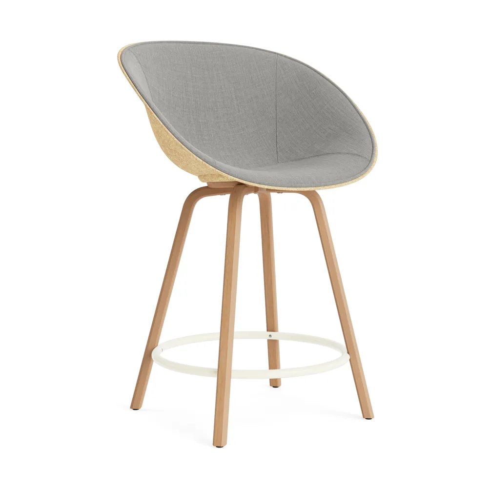 Mat Bar Armchair Armlehnstuhl frontbezogen 65 cm, Remix 133-hemp-beech-cream steel Normann Copenhagen