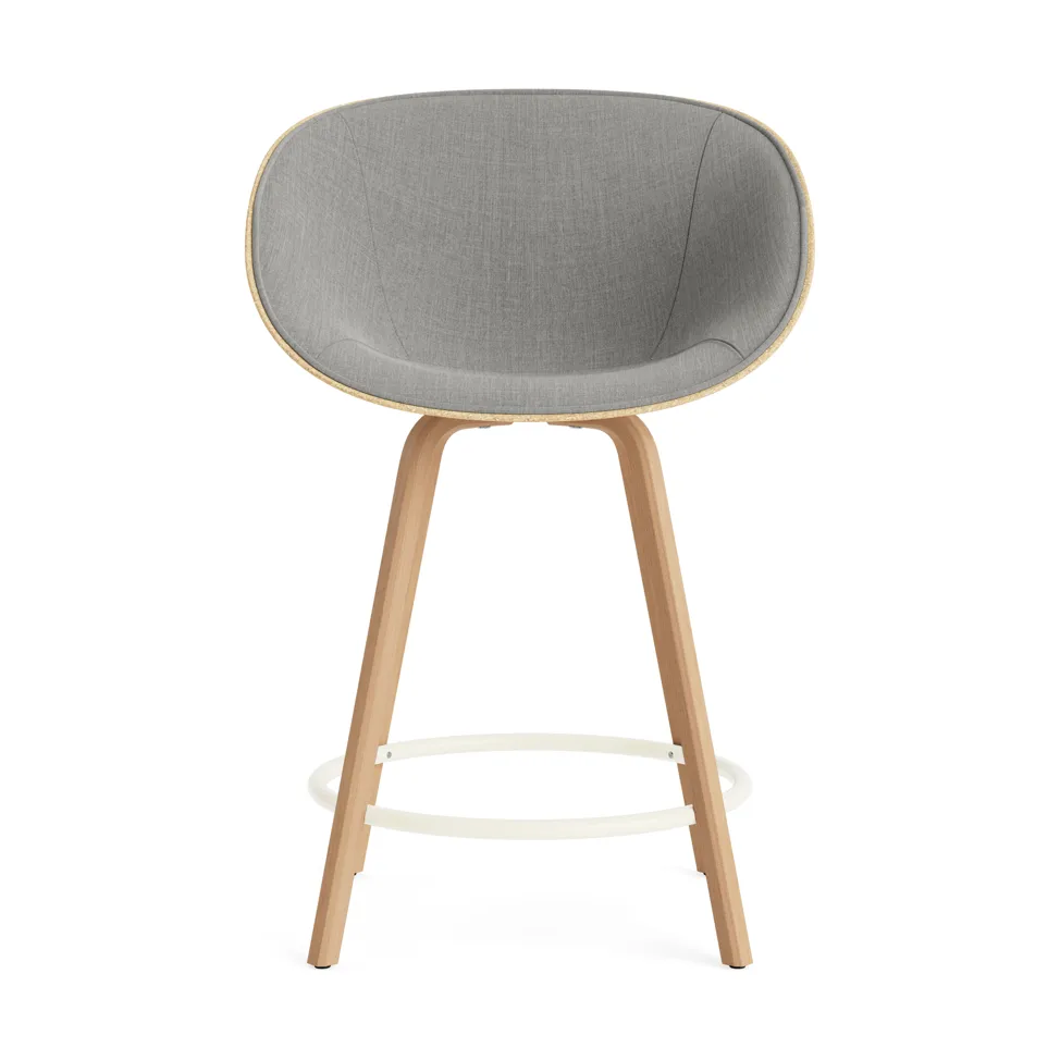 Mat Bar Armchair Armlehnstuhl frontbezogen 65 cm, Remix 133-hemp-beech-cream steel Normann Copenhagen