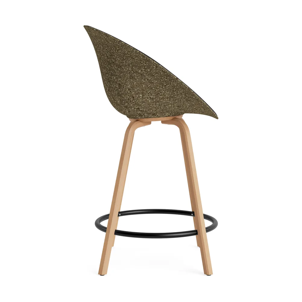 Mat Bar Armchair Armlehnstuhl frontbezogen 65 cm, Ultra 41599-seaweed-beech-black steel Normann Copenhagen
