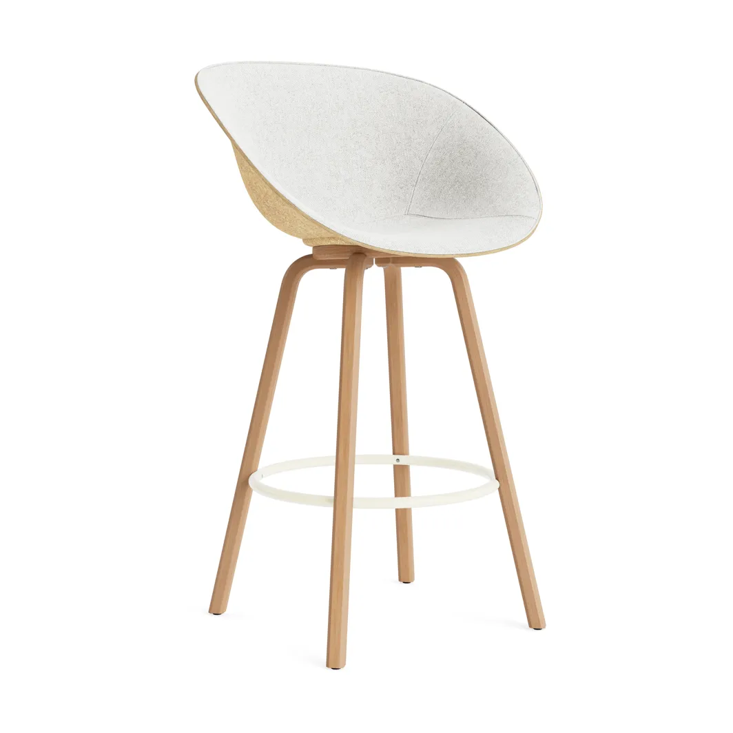 Mat Bar Armchair Armlehnstuhl frontbezogen 75 cm, Hallingdal 110-hemp-beech-cream steel Normann Copenhagen