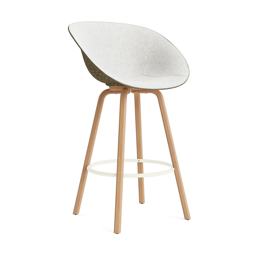 Mat Bar Armchair Armlehnstuhl frontbezogen 75 cm, Hallingdal 110-seaweed-beech-cream steel Normann Copenhagen