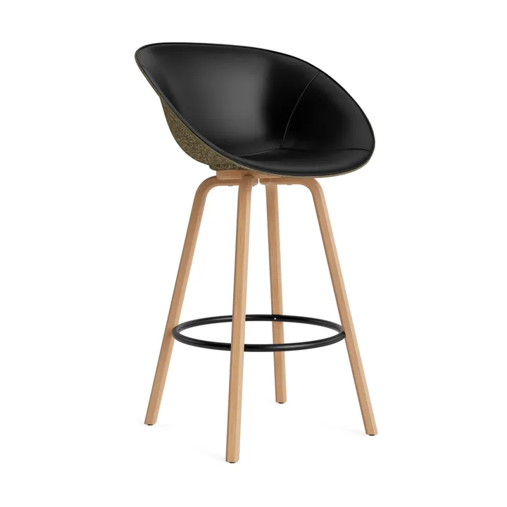 Mat Bar Armchair Armlehnstuhl frontbezogen 75 cm - Ultra 41599-seaweed-beech-black steel - Normann Copenhagen