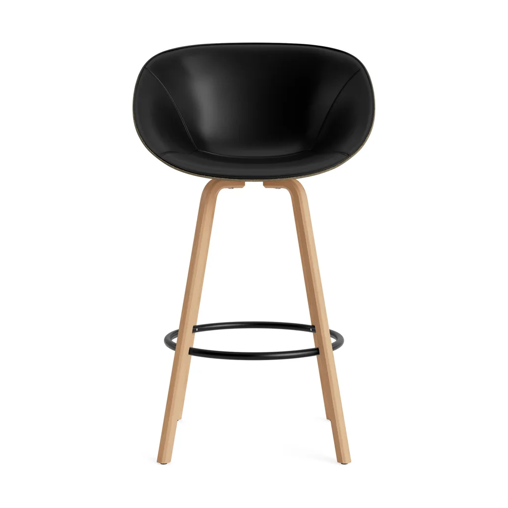 Mat Bar Armchair Armlehnstuhl frontbezogen 75 cm, Ultra 41599-seaweed-beech-black steel Normann Copenhagen