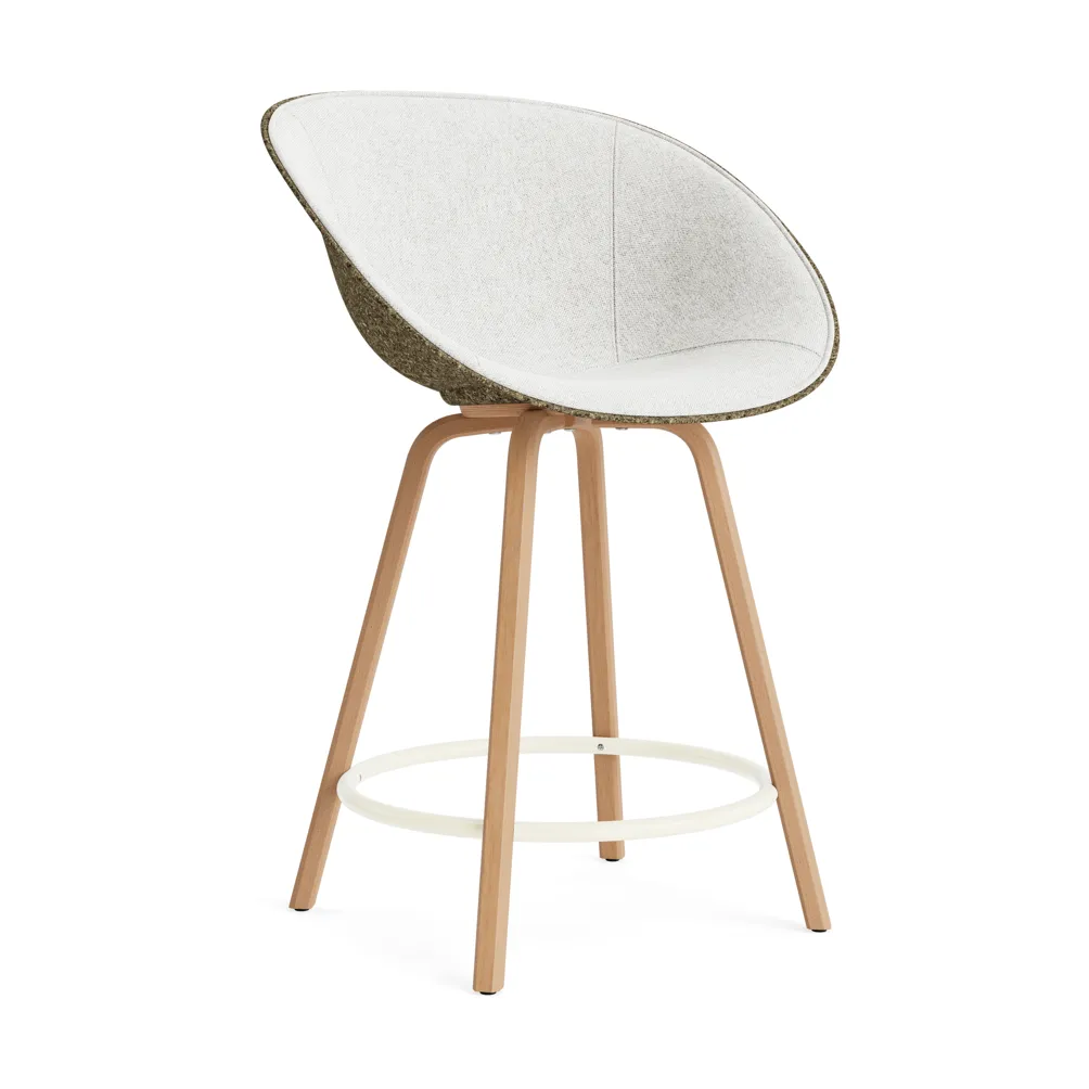 Mat Bar Armchair Armlehnstuhl mit Vorderpolsterung, 65 cm, Hallingdal 110-seaweed-beech-cream steel Normann Copenhagen