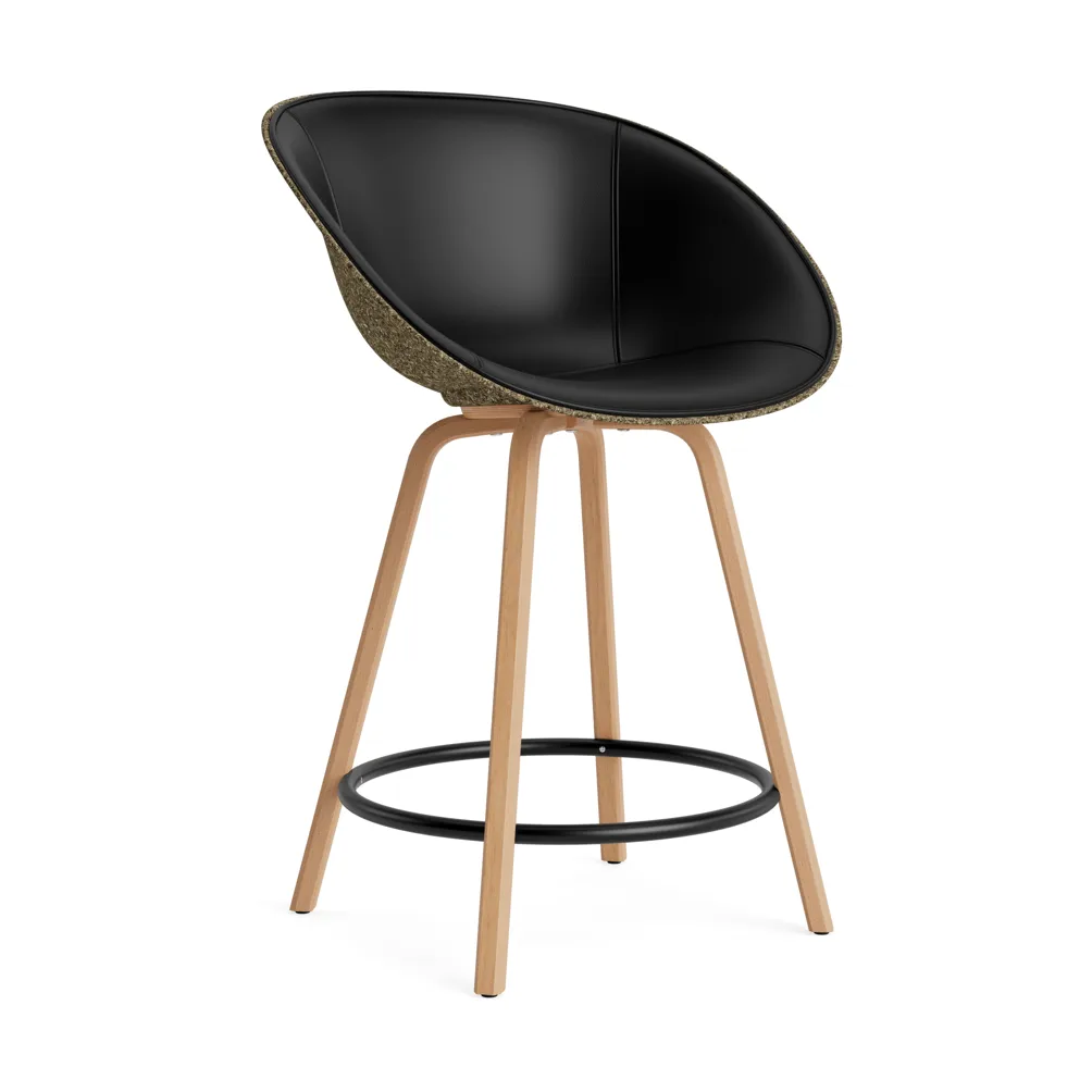 Mat Bar Armchair Armlehnstuhl mit Vorderpolsterung, 65 cm, Ultra 41599-seaweed-beech-black steel Normann Copenhagen