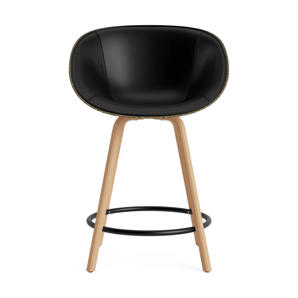 Mat Bar Armchair Armlehnstuhl mit Vorderpolsterung, 65 cm, Ultra 41599-seaweed-beech-black steel Normann Copenhagen