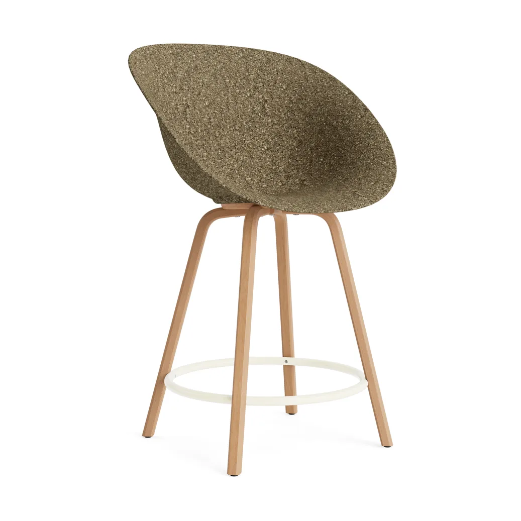 Mat Bar Armchair Barhocker 65 cm, Seaweed-beech-cream steel Normann Copenhagen