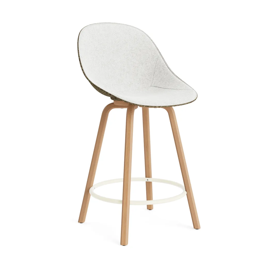 Mat Bar Chair Barhocker frontbezogen 65 cm, Hallingdal 110-seaweed-beech-cream steel Normann Copenhagen