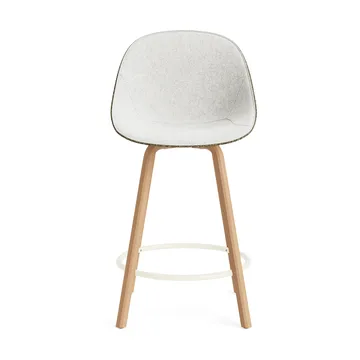 Mat Bar Chair Barhocker frontbezogen 65 cm - Hallingdal 110-seaweed-beech-cream steel - Normann Copenhagen