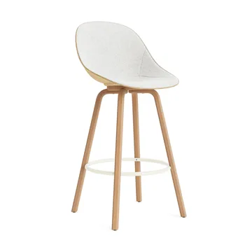 Mat Bar Chair Barhocker frontbezogen 75 cm - Hallingdal 110-hemp-beech-cream steel - Normann Copenhagen