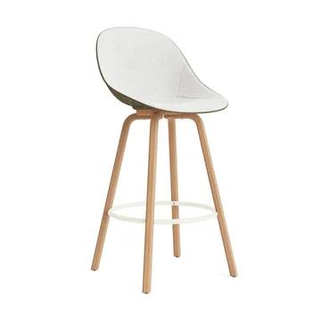 Mat Bar Chair Barhocker frontbezogen 75 cm - Hallingdal 110-seaweed-beech-cream steel - Normann Copenhagen