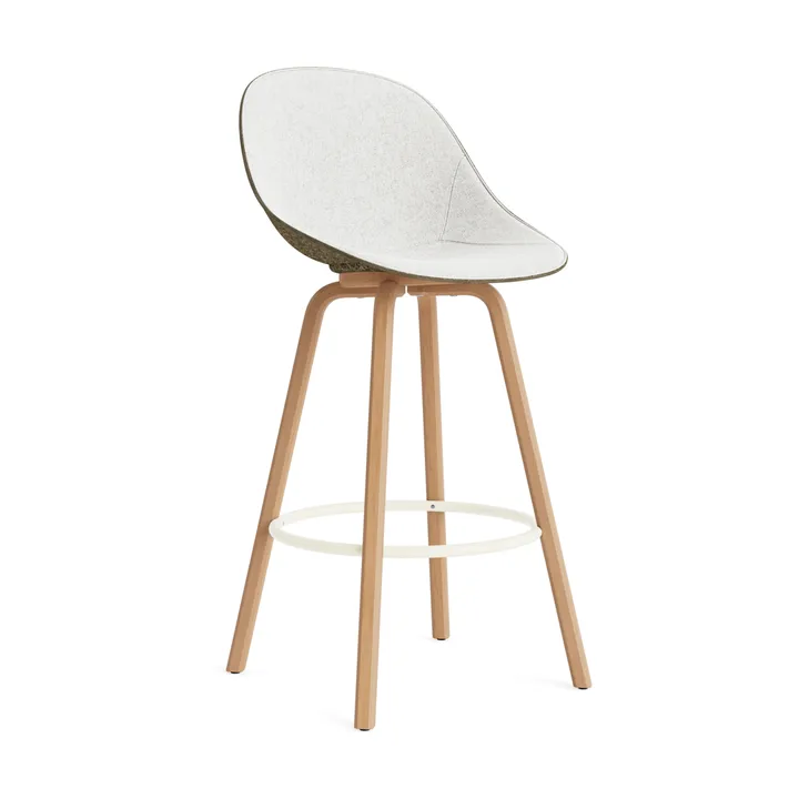 Mat Bar Chair Barhocker frontbezogen 75 cm - Hallingdal 110-seaweed-beech-cream steel - Normann Copenhagen