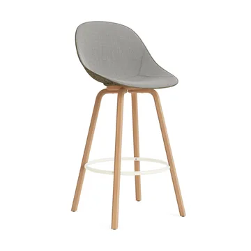 Mat Bar Chair Barhocker frontbezogen 75 cm - Remix 133-seaweed-buche-cream steel - Normann Copenhagen