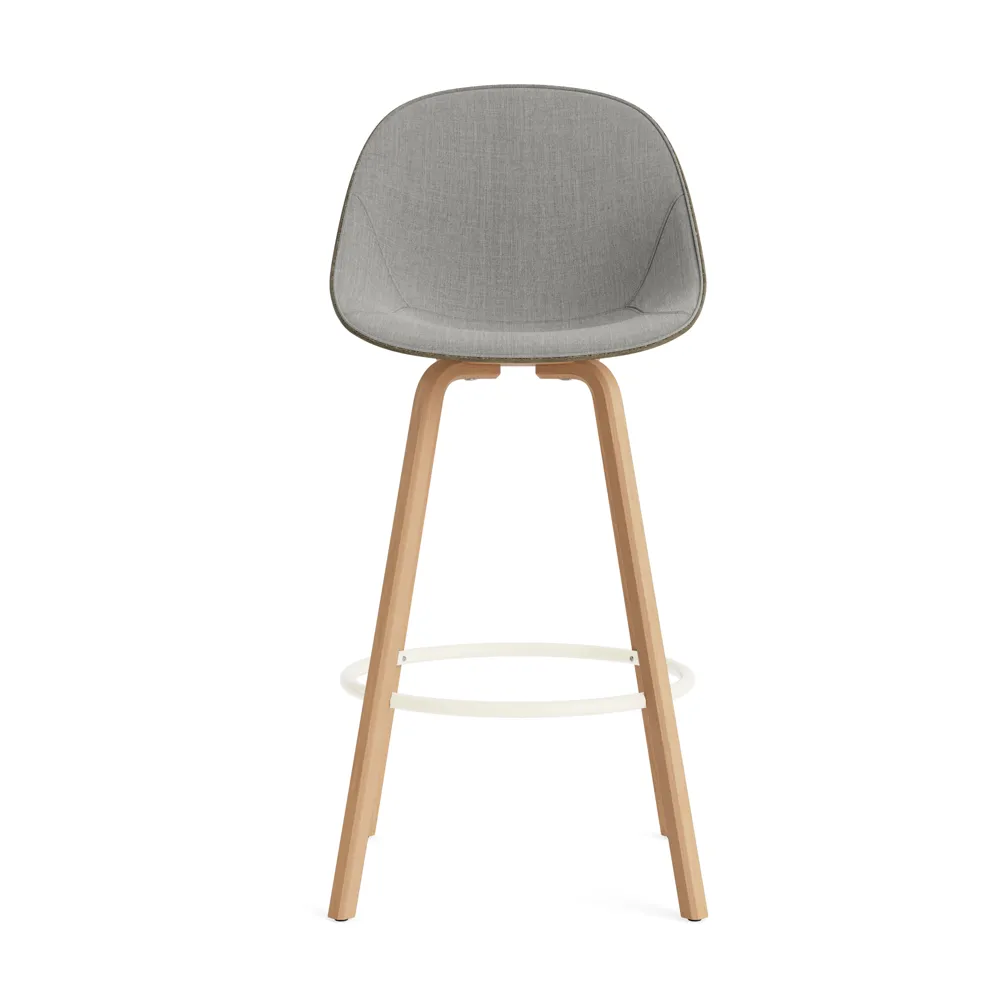 Mat Bar Chair Barhocker frontbezogen 75 cm, Remix 133-seaweed-buche-cream steel Normann Copenhagen