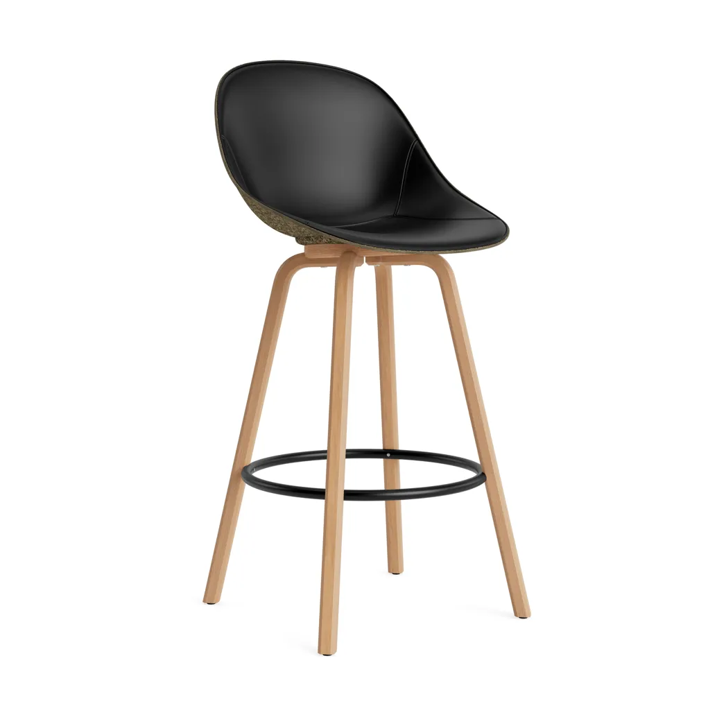 Mat Bar Chair Barhocker frontbezogen 75 cm, Ultra 41599-seaweed-buche-schwarzstahl Normann Copenhagen