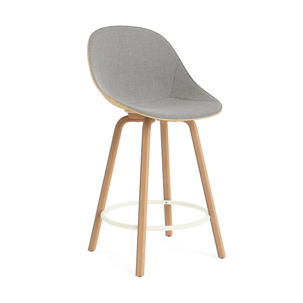 Mat Bar Chair Barhocker mit Vorderpolsterung, 65 cm, Remix 133-hemp-beech-cream steel Normann Copenhagen