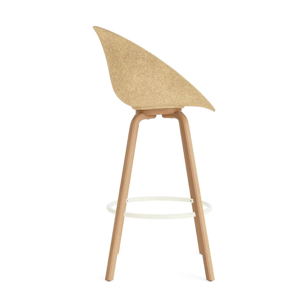 Mat Barhocker mit Vorderpolsterung, 75 cm, Hallingdal 110-hemp-beech-cream steel Normann Copenhagen