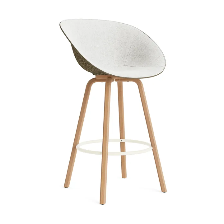 Mat Barhocker mit Vorderpolsterung, 75 cm - Hallingdal 110-seaweed-beech-cream steel - Normann Copenhagen