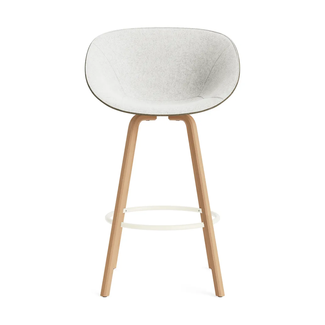 Mat Barhocker mit Vorderpolsterung, 75 cm, Hallingdal 110-seaweed-beech-cream steel Normann Copenhagen
