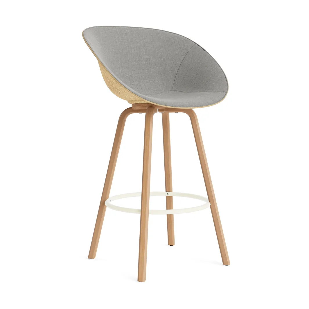 Mat Barhocker mit Vorderpolsterung, 75 cm, Remix 133-hemp-beech-cream steel Normann Copenhagen