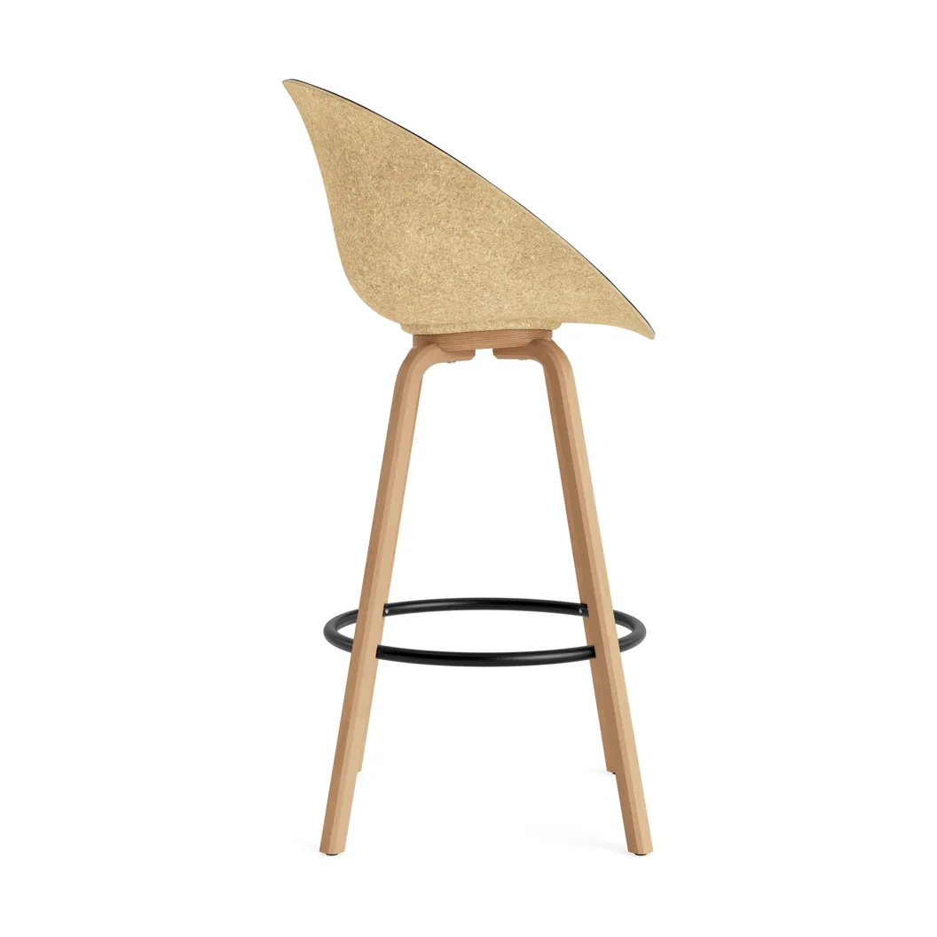 Mat Barhocker mit Vorderpolsterung, 75 cm, Ultra 41599-hemp-beech-black steel Normann Copenhagen