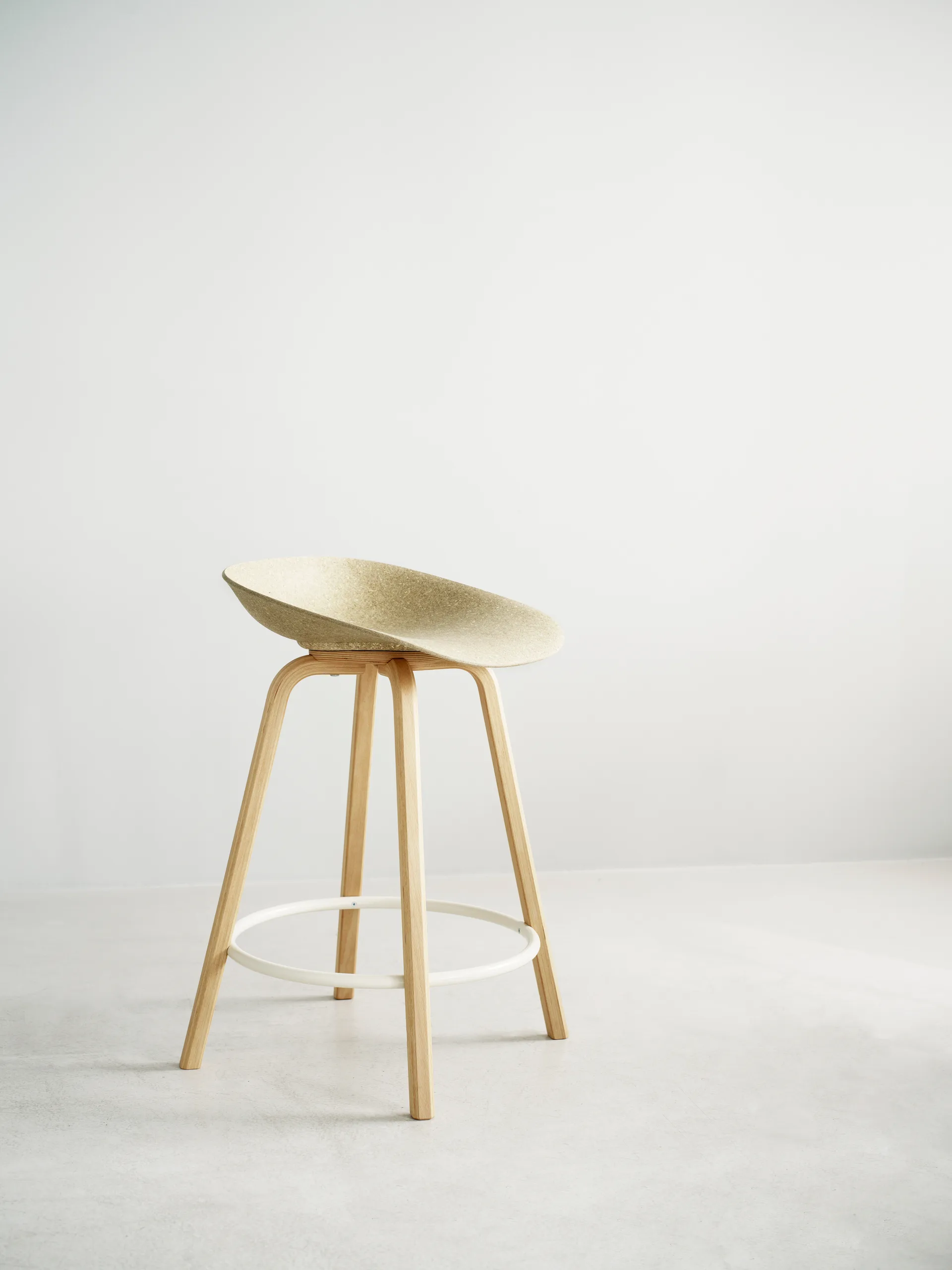 Mat Barstool Barhocker 65 cm, Hemp-beech-cream steel Normann Copenhagen