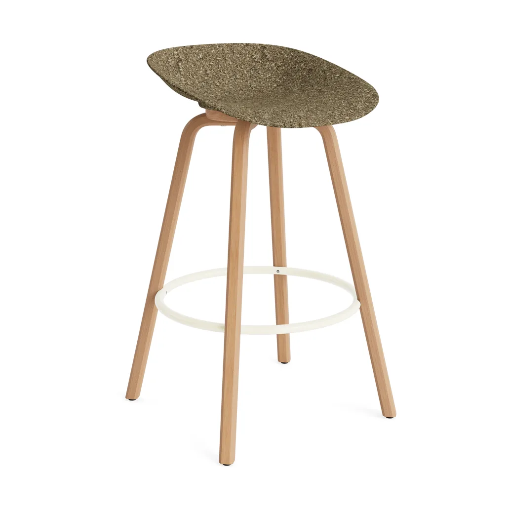 Mat Barstool Barhocker 75 cm, Seaweed-beech-cream steel Normann Copenhagen