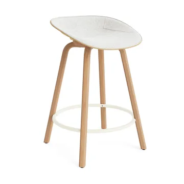 Mat Barstool Barhocker frontbezogen 65 cm - Hallingdal 110-hemp-beech-cream steel - Normann Copenhagen