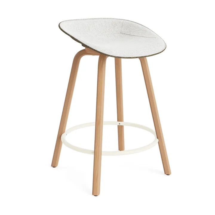 Mat Barstool Barhocker frontbezogen 65 cm - Hallingdal 110-seaweed-beech-cream steel - Normann Copenhagen