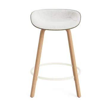Mat Barstool Barhocker frontbezogen 65 cm - Hallingdal 110-seaweed-beech-cream steel - Normann Copenhagen