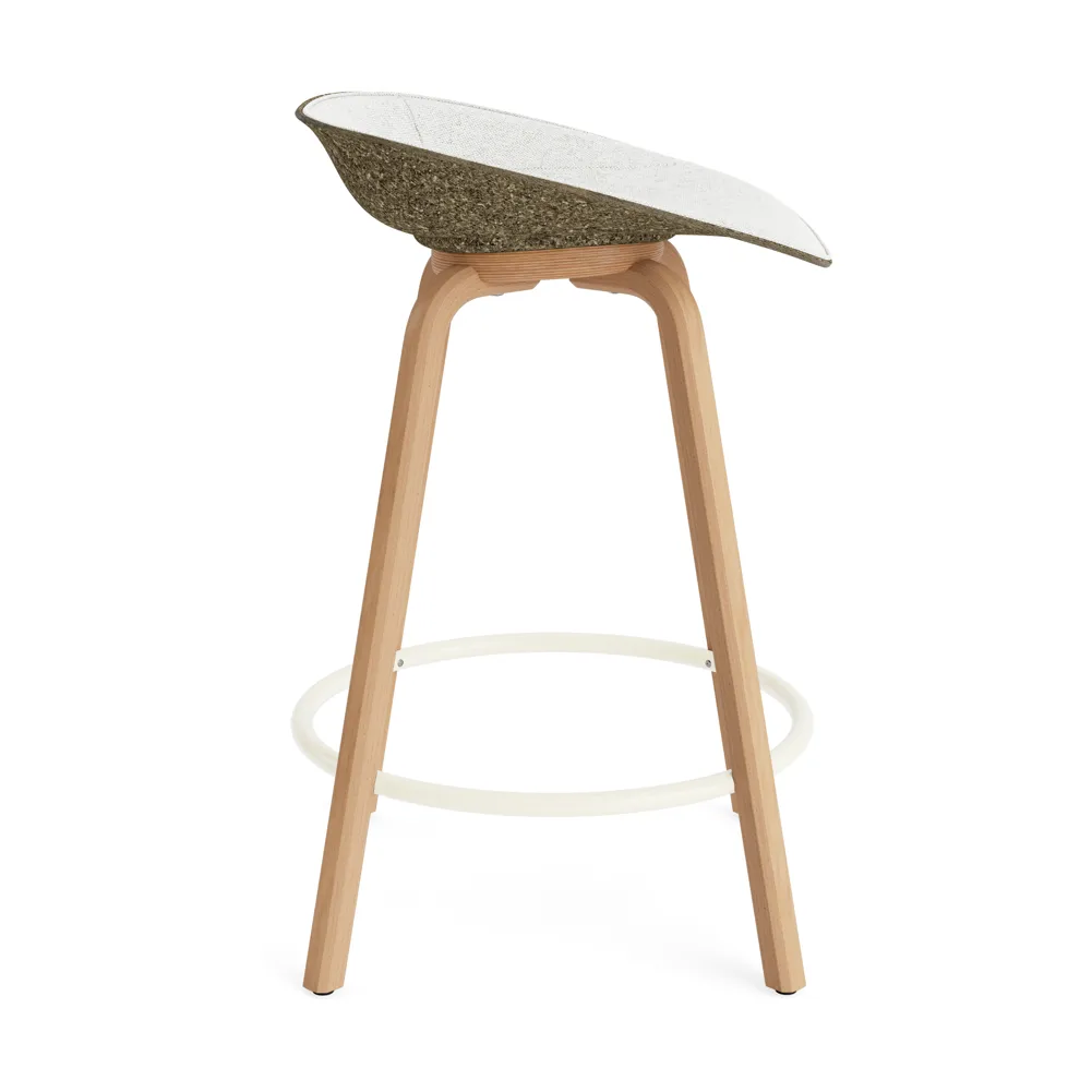 Mat Barstool Barhocker frontbezogen 65 cm, Hallingdal 110-seaweed-beech-cream steel Normann Copenhagen