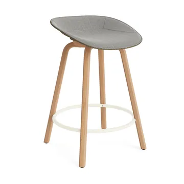 Mat Barstool Barhocker frontbezogen 65 cm - Remix 133-seaweed-beech-cream steel - Normann Copenhagen
