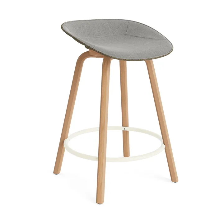 Mat Barstool Barhocker frontbezogen 65 cm - Remix 133-seaweed-beech-cream steel - Normann Copenhagen