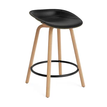 Mat Barstool Barhocker frontbezogen 65 cm - Ultra 41599-seaweed-beech-black steel - Normann Copenhagen