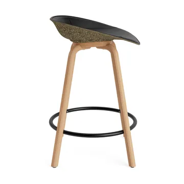 Mat Barstool Barhocker frontbezogen 65 cm - Ultra 41599-seaweed-beech-black steel - Normann Copenhagen
