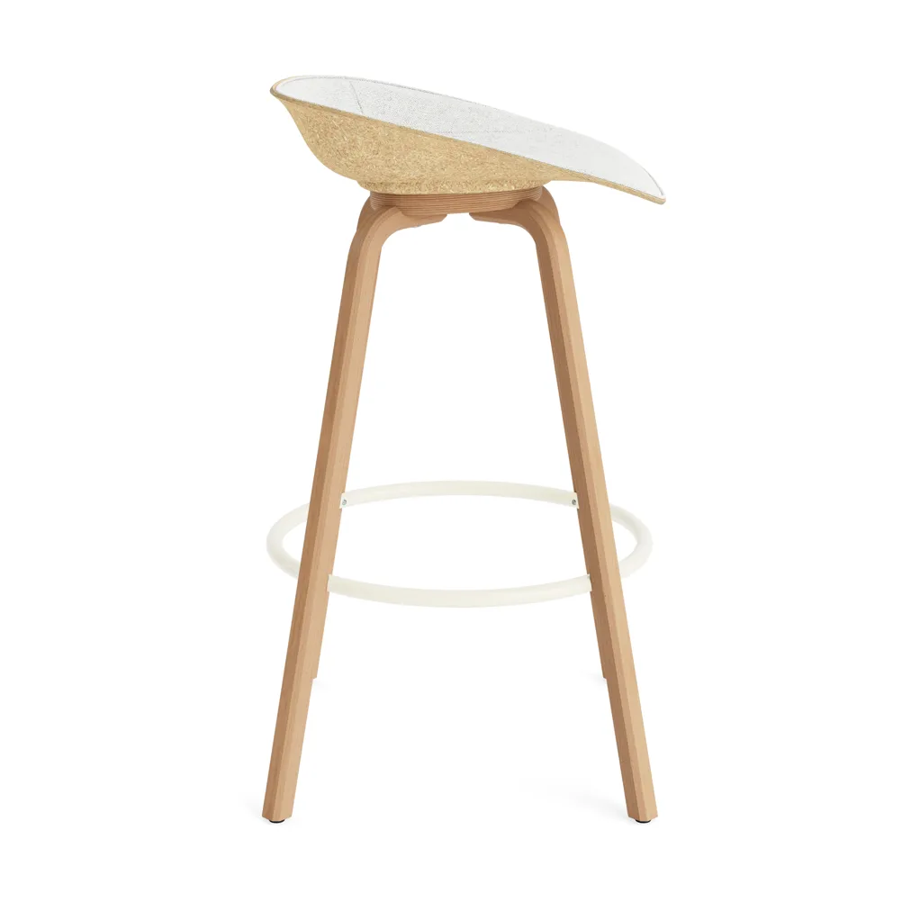 Mat Barstool Barhocker frontbezogen 75 cm, Hallingdal 110-hemp-beech-cream steel Normann Copenhagen