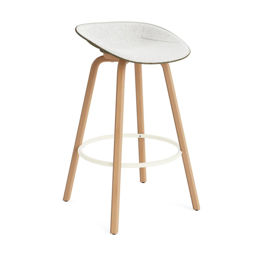 Mat Barstool Barhocker frontbezogen 75 cm, Hallingdal 110-seaweed-beech-cream steel Normann Copenhagen