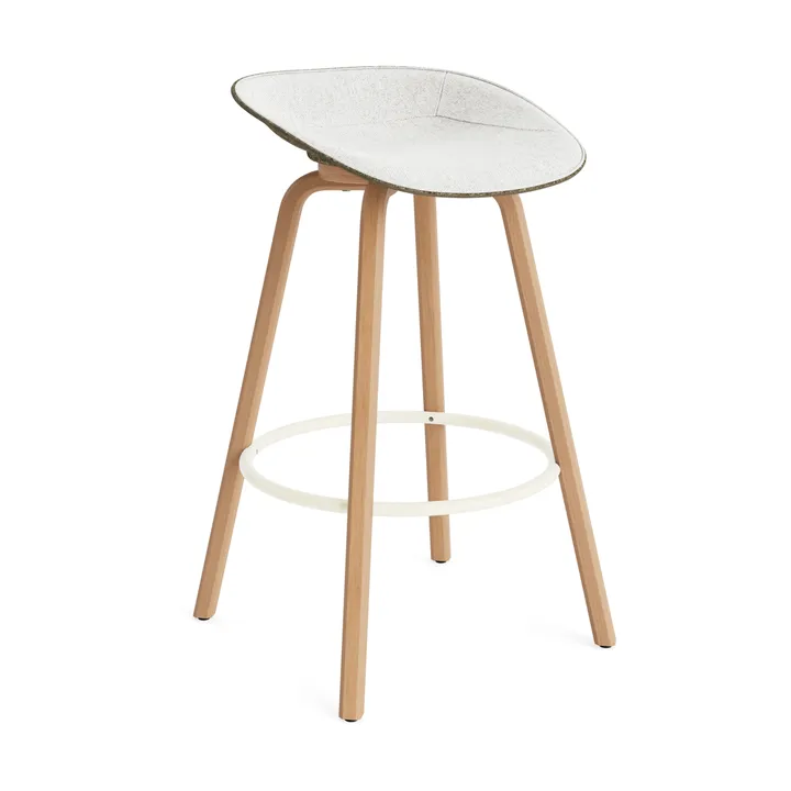 Mat Barstool Barhocker frontbezogen 75 cm - Hallingdal 110-seaweed-beech-cream steel - Normann Copenhagen