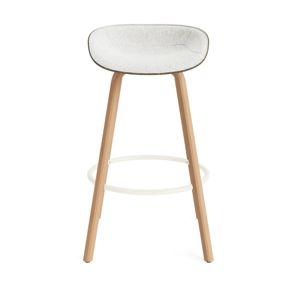 Mat Barstool Barhocker frontbezogen 75 cm, Hallingdal 110-seaweed-beech-cream steel Normann Copenhagen