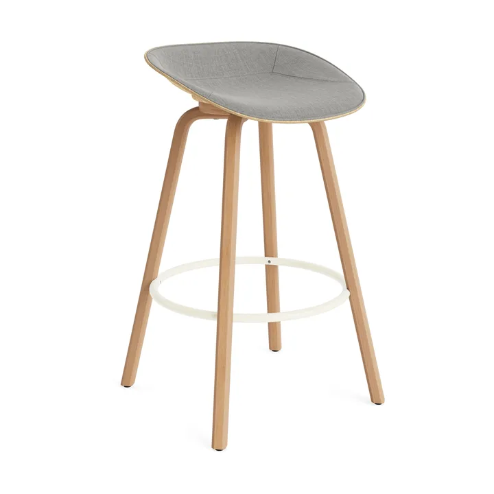 Mat Barstool Barhocker frontbezogen 75 cm - Remix 133-hemp-beech-cream steel - Normann Copenhagen