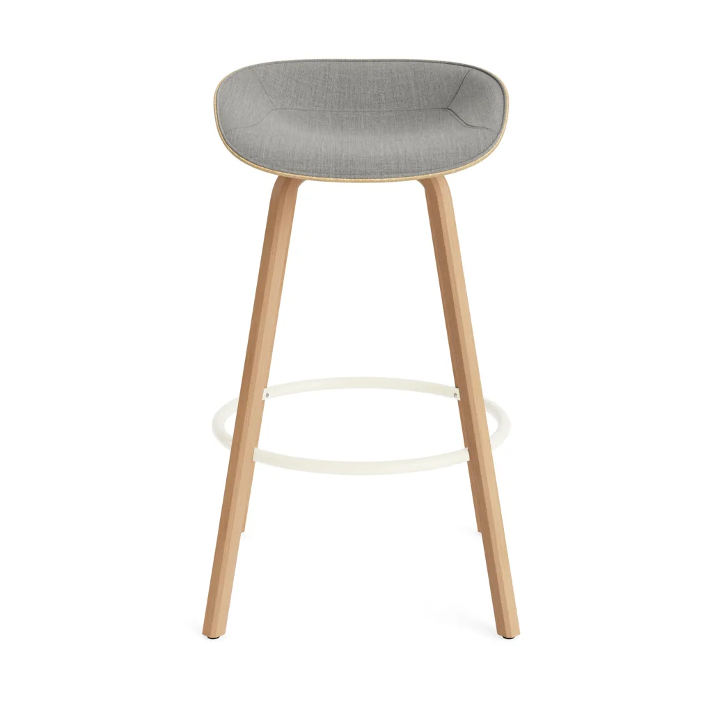 Mat Barstool Barhocker frontbezogen 75 cm, Remix 133-hemp-beech-cream steel Normann Copenhagen