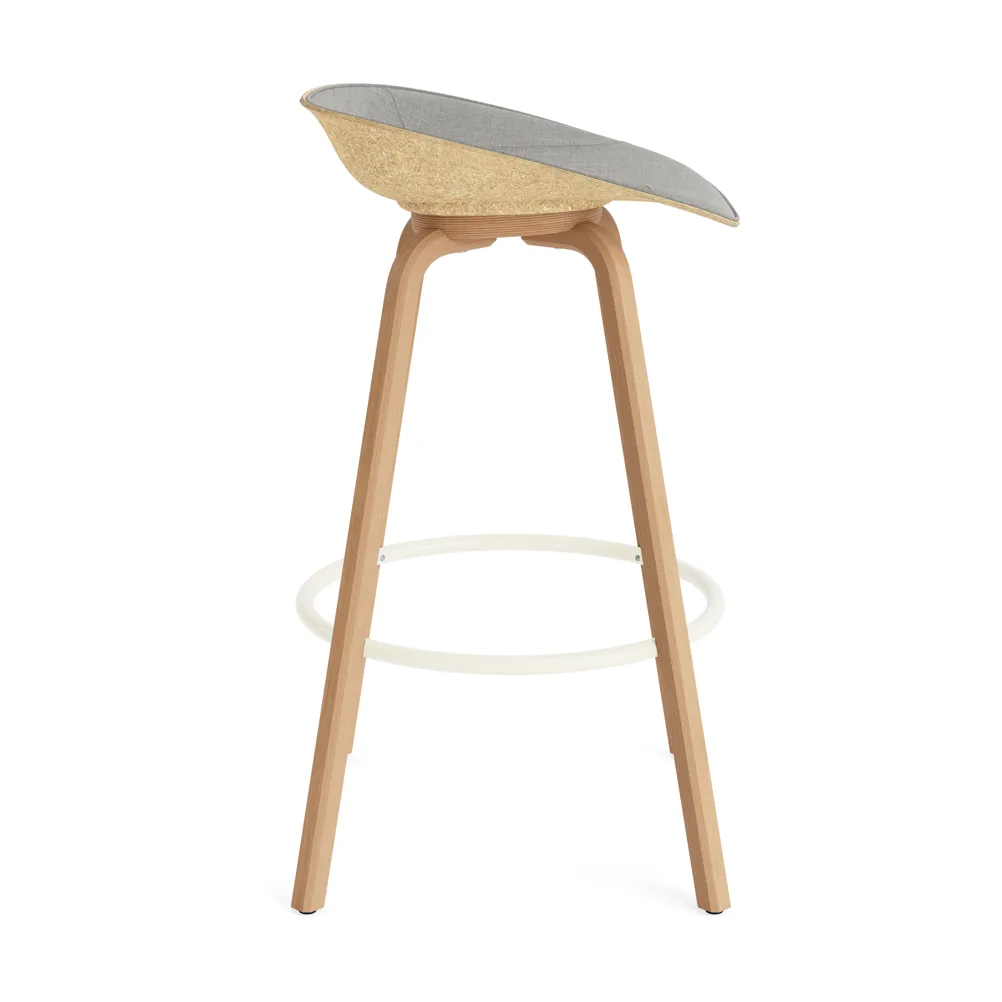 Mat Barstool Barhocker frontbezogen 75 cm, Remix 133-hemp-beech-cream steel Normann Copenhagen
