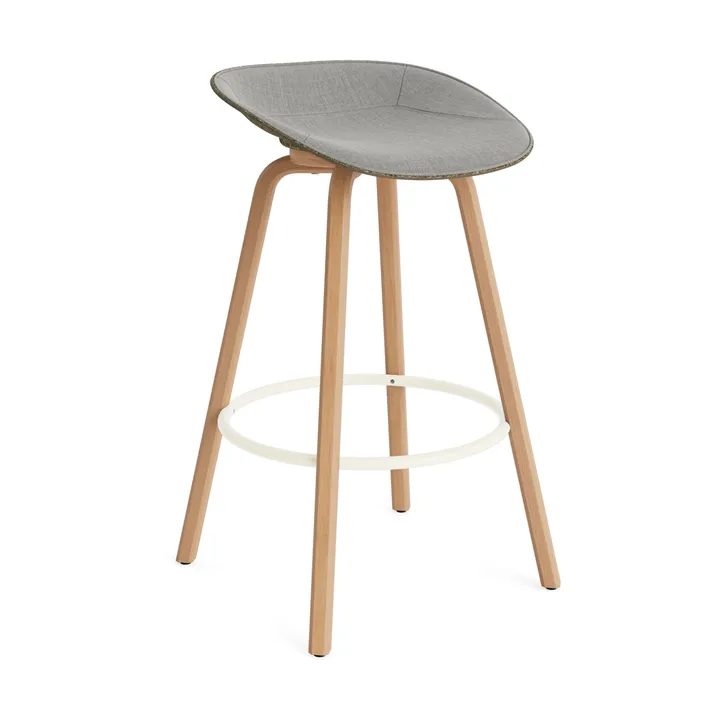 Mat Barstool Barhocker frontbezogen 75 cm - Remix 133-seaweed-beech-cream steel - Normann Copenhagen