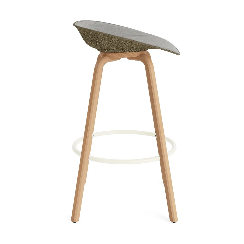 Mat Barstool Barhocker frontbezogen 75 cm, Remix 133-seaweed-beech-cream steel Normann Copenhagen