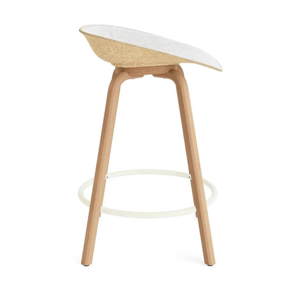 Mat Barstool Barhocker mit Vorderpolsterung, 65 cm, Hallingdal 110-hemp-beech-cream steel Normann Copenhagen