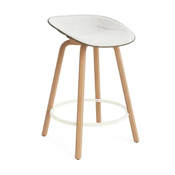 Mat Barstool Barhocker mit Vorderpolsterung, 65 cm - Hallingdal 110-seaweed-beech-cream steel - Normann Copenhagen